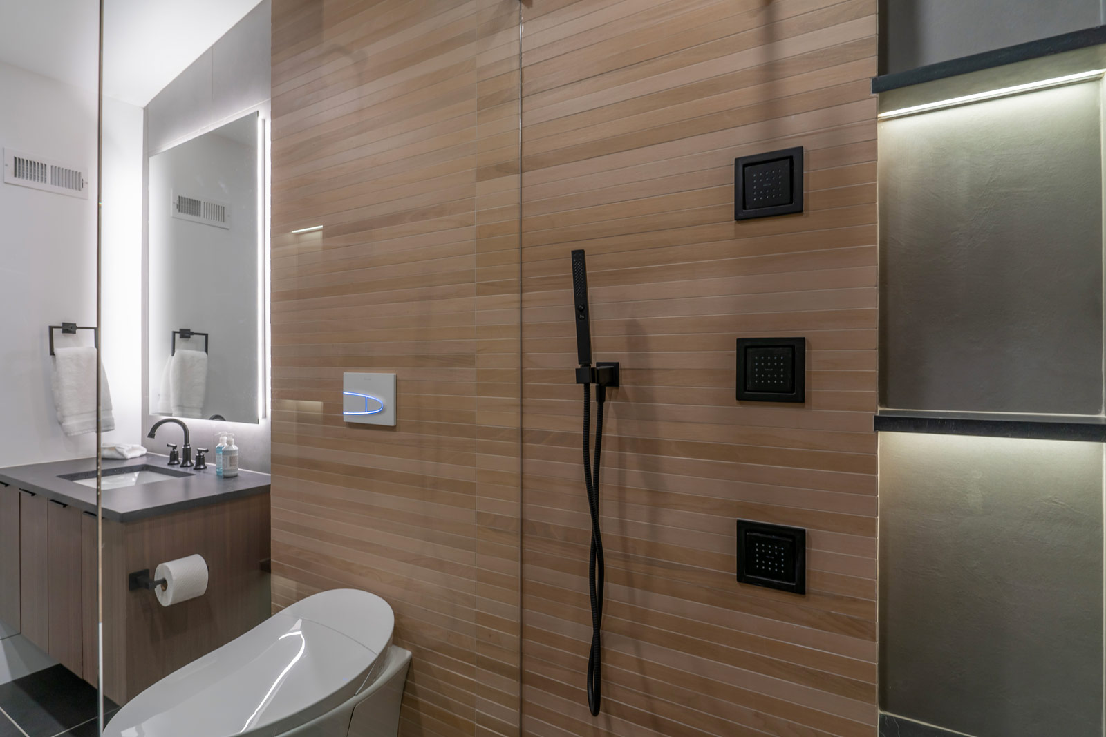 lights in modern residential bathroom in Park City